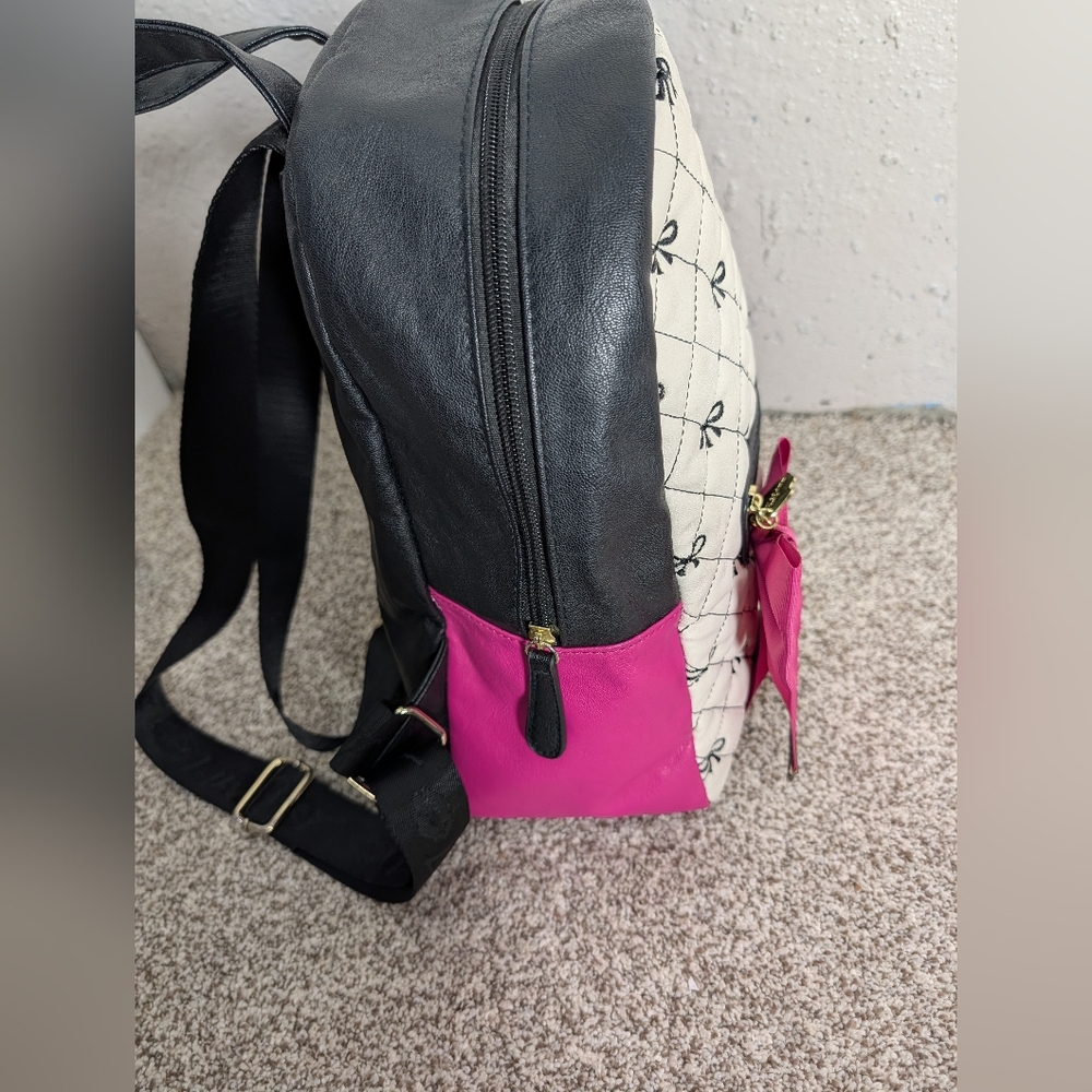 Luv Betsey Johnson Bow Backpack Pink Quilted Coquette Vegan Leather - Picture 16 of 16